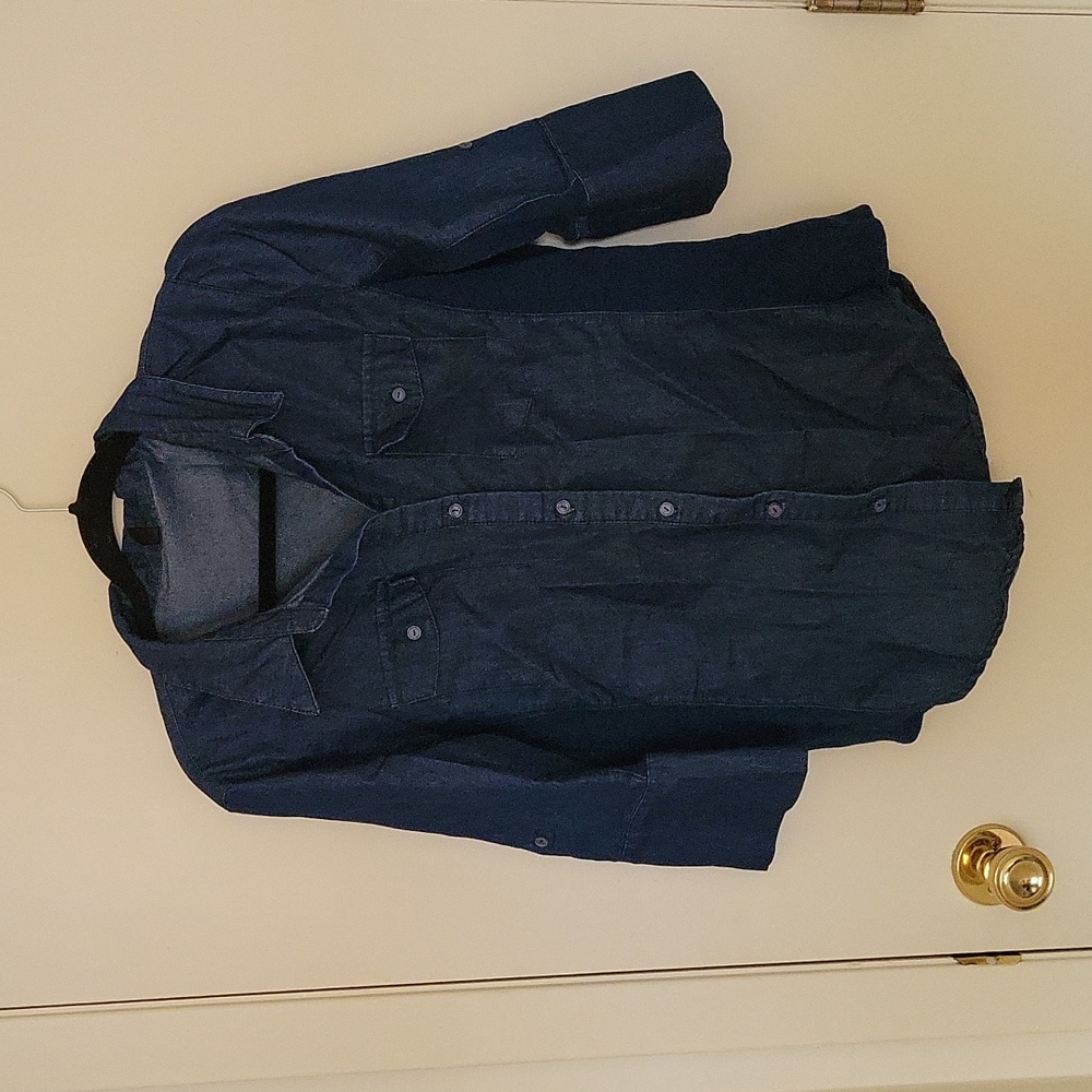 Indigo button down with 3/4 sleeve LAPIS